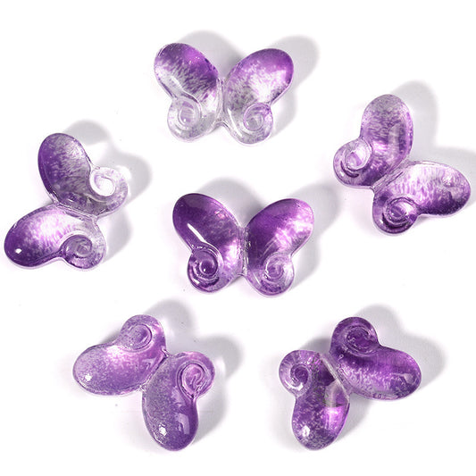 Glass 10*14.5mm gradient fat butterfly straight hole beads
