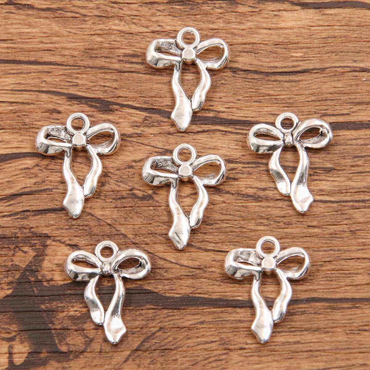 Metal Hollow Cute Bow Pendant Charms
