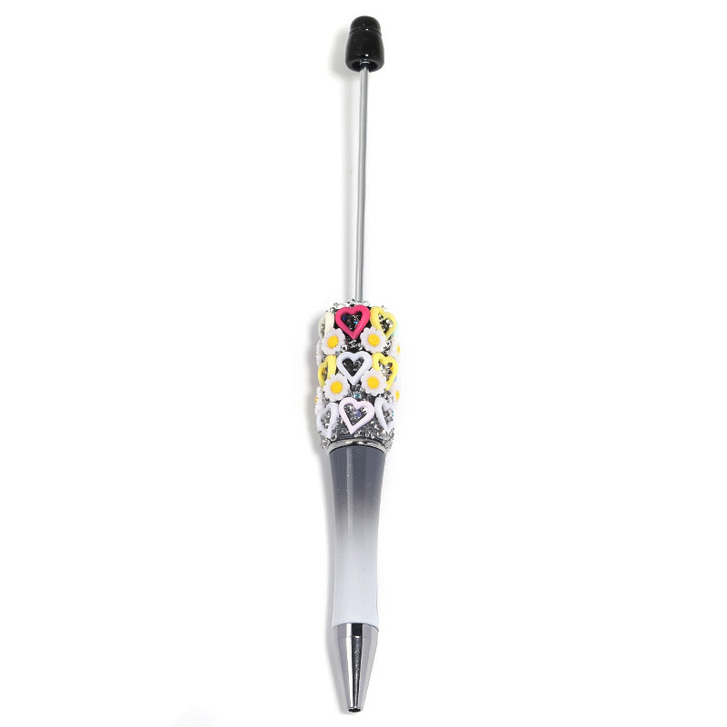 Flower-shaped heart-shaped bead pen