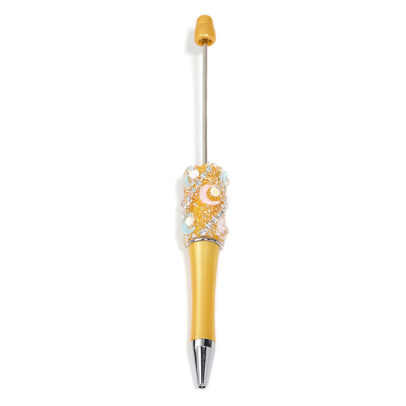 Crescent-shaped multi-colored plastic rotating ballpoint pen with refillable ink cartridge
