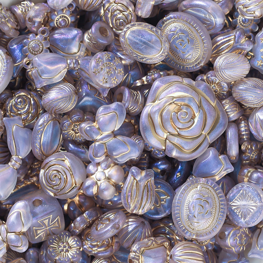 Acrylic mixed retro gold beads through hole beads-gray