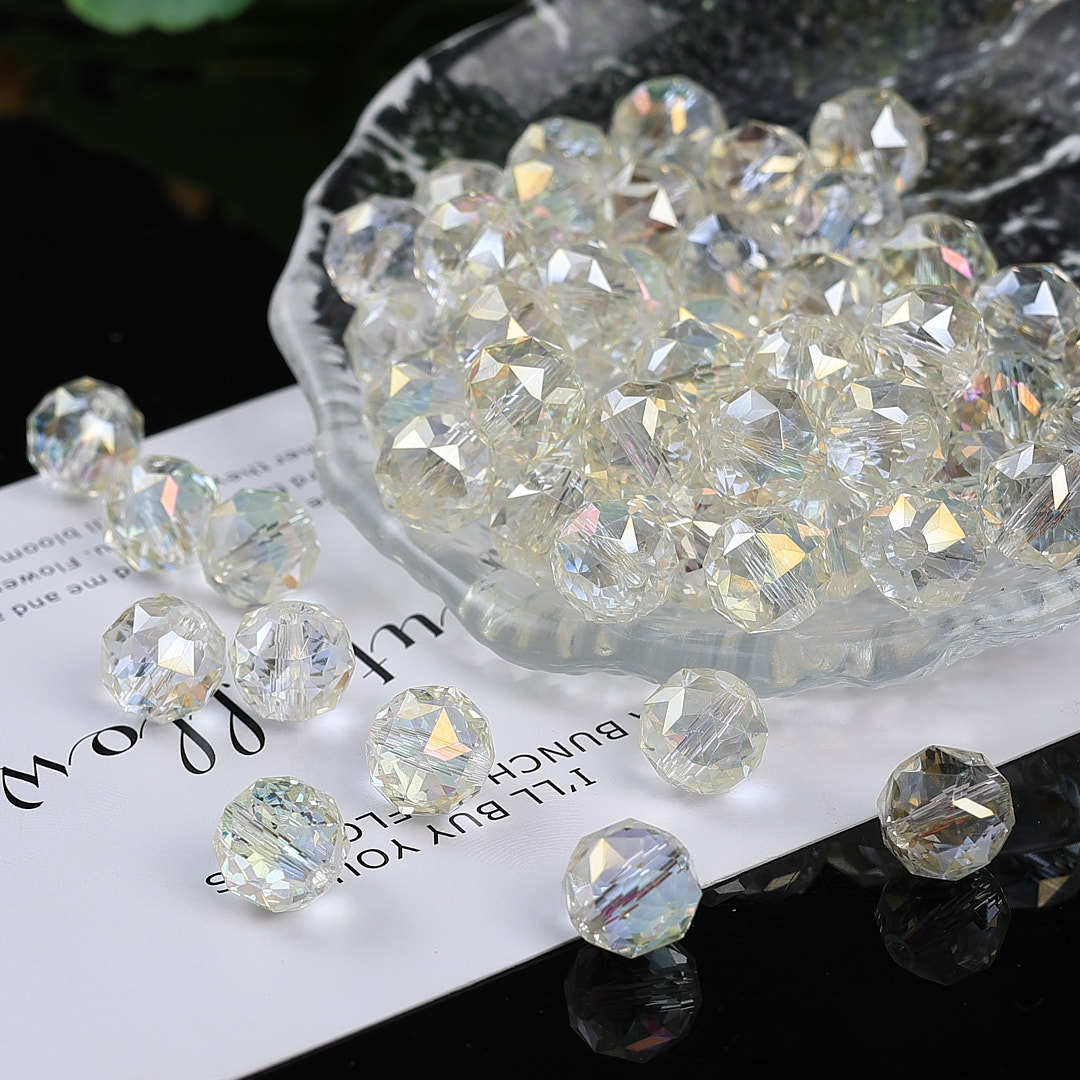 Colorful glittering faceted flower ball crystal glass beads