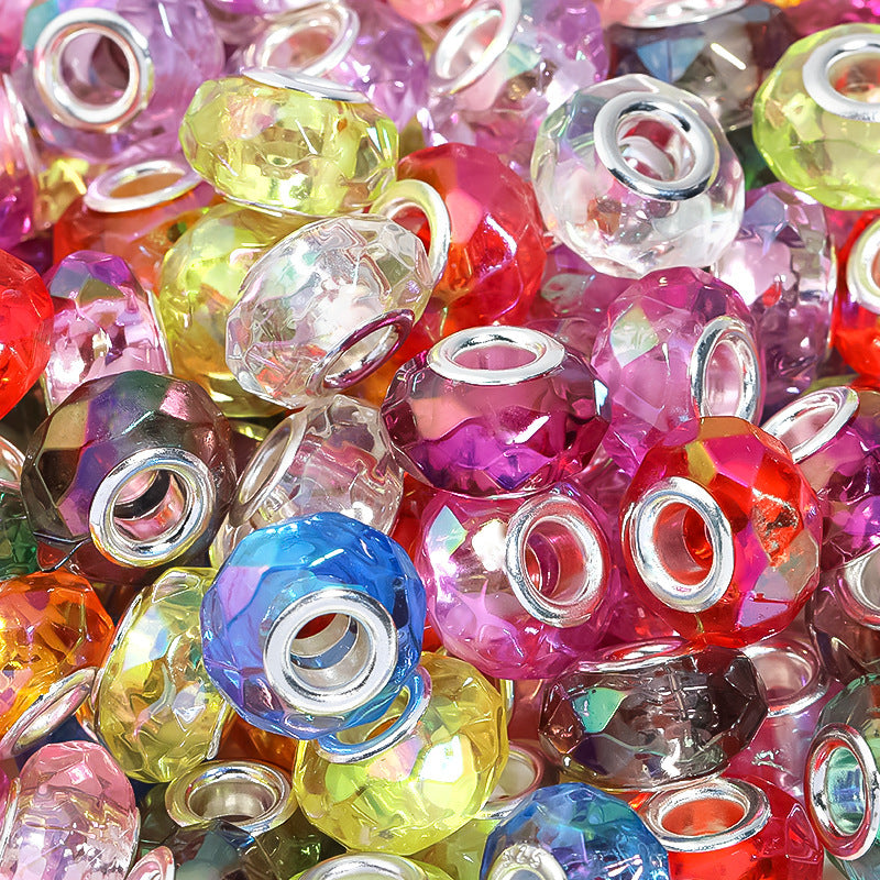 Acrylic solid color large hole bead wheel beads
