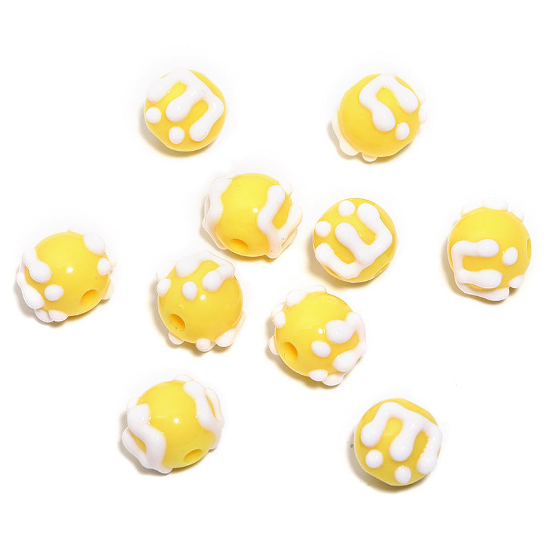 Acrylic Solid Color Painted Round Beads 16MM Straight Hole String Beads