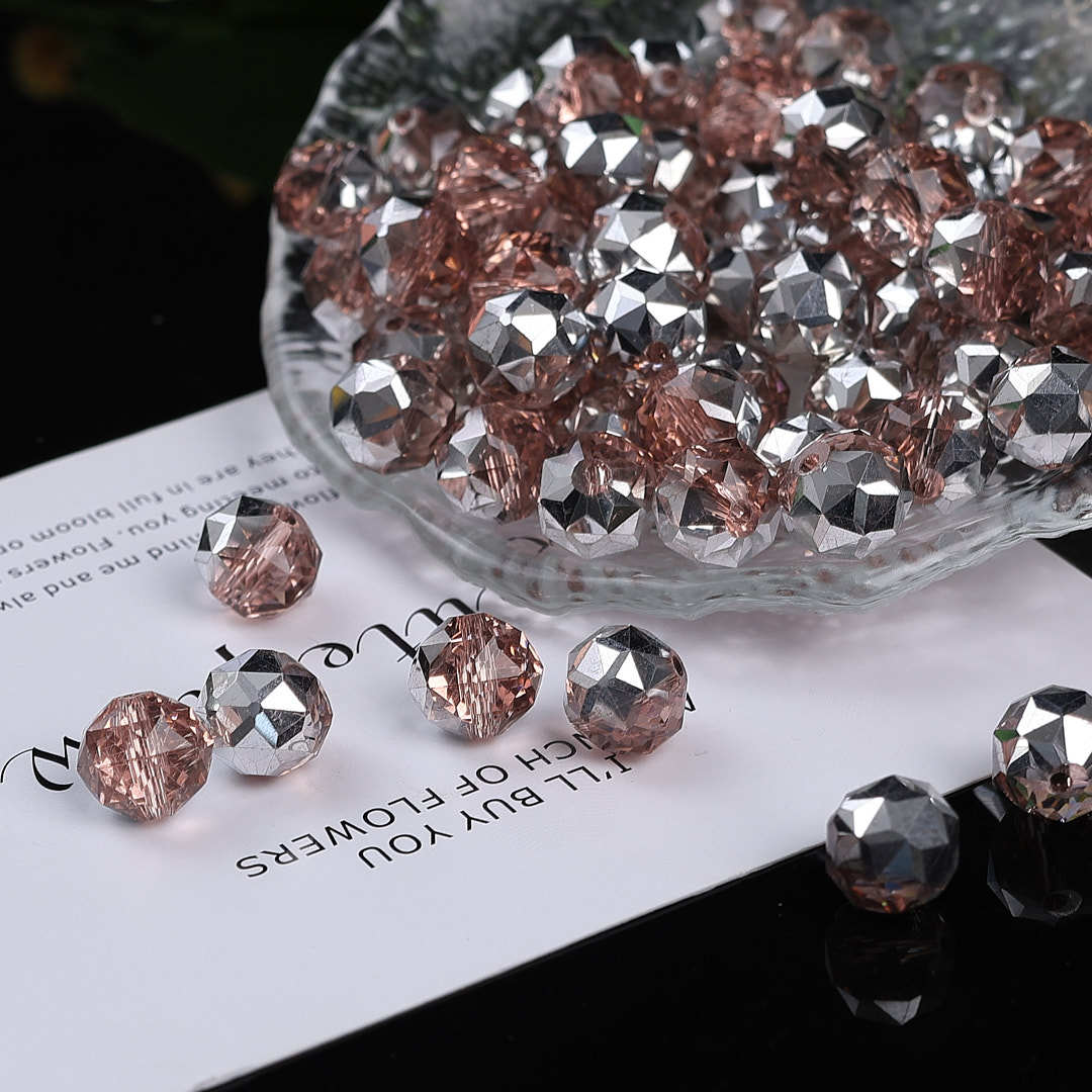 Colorful glittering faceted flower ball crystal glass beads