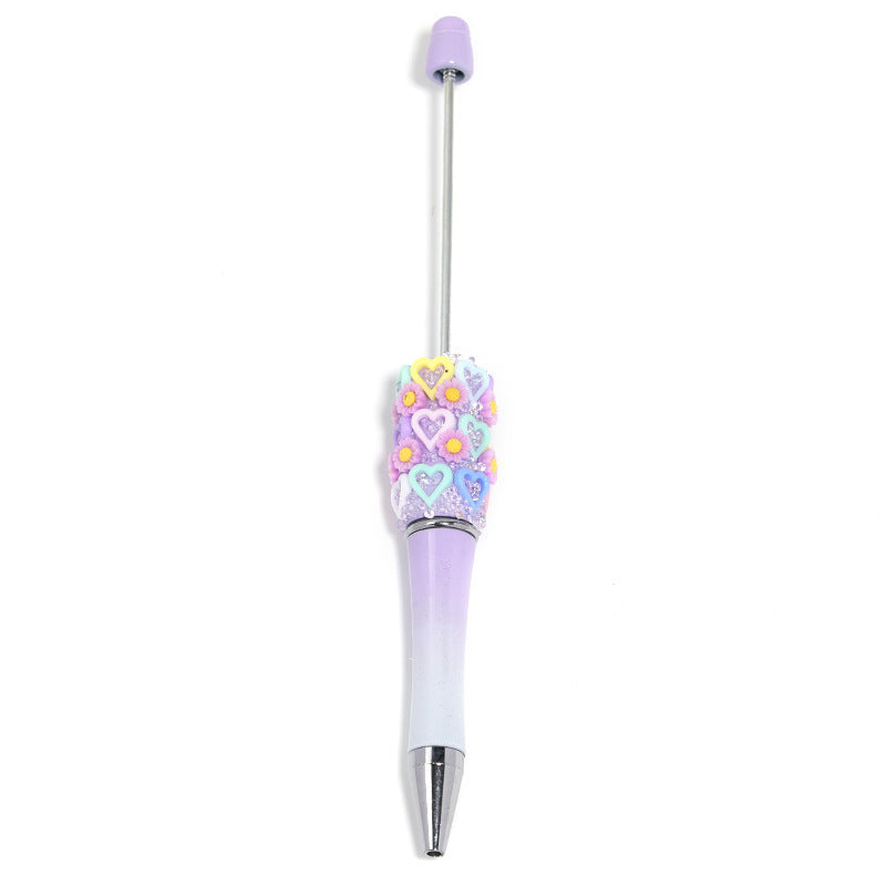 Flower-shaped heart-shaped bead pen