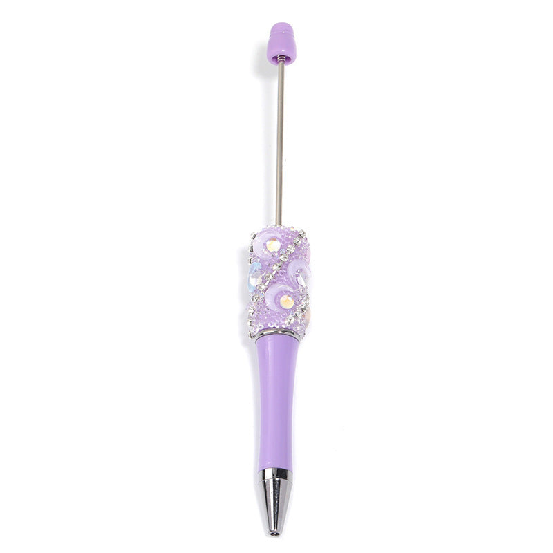 Crescent-shaped multi-colored plastic rotating ballpoint pen with refillable ink cartridge