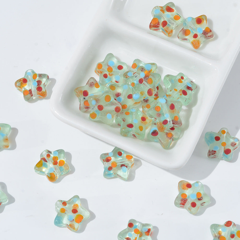 12mm colorful polka dot glass star beads