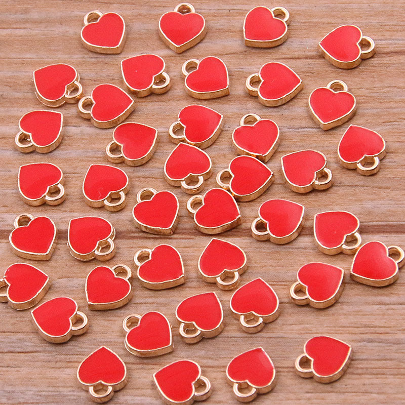 10 colors 6*8mm mini heart pendant KC gold drop charm pendant jewelry bags nail accessories