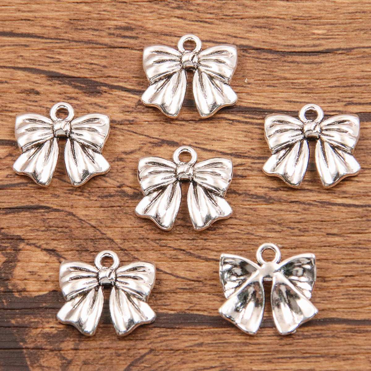 Metal Hollow Cute Bow Pendant Charms