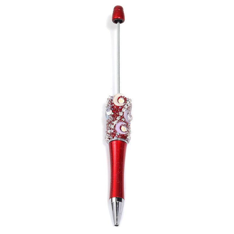 Crescent-shaped multi-colored plastic rotating ballpoint pen with refillable ink cartridge