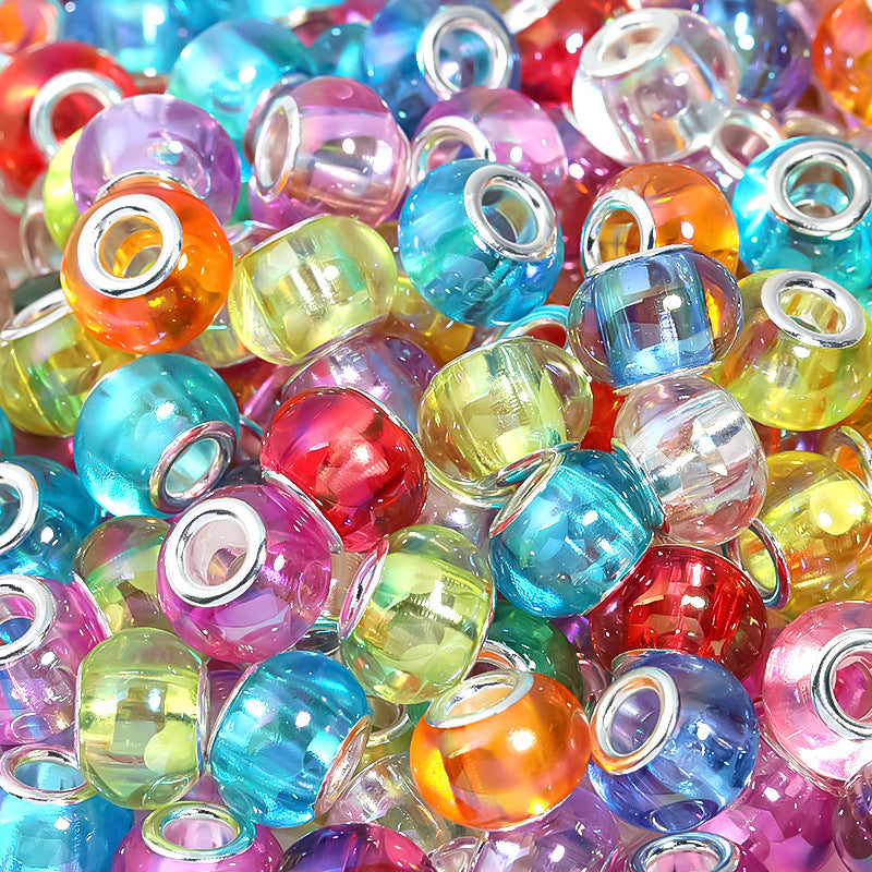 Acrylic solid color large hole bead wheel beads