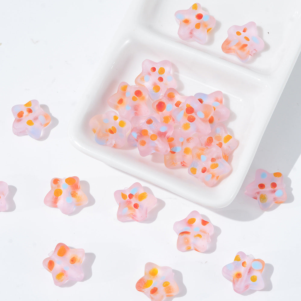12mm colorful polka dot glass star beads