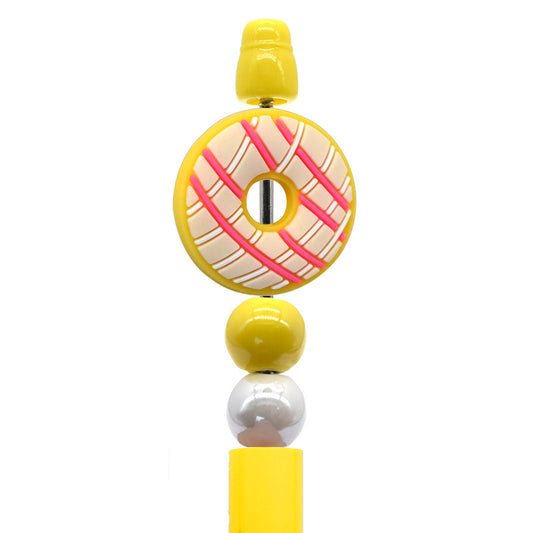 Donut Series pink and white Silicone Focal Beads