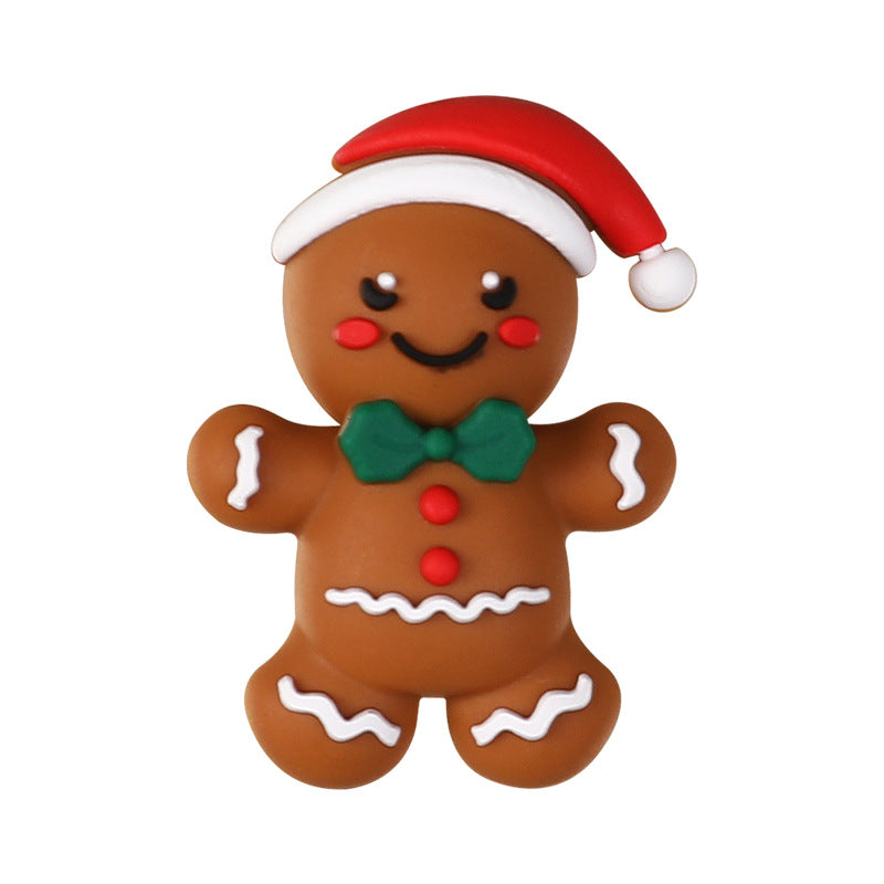 Silicone Focal Beads 3D gingerbread man with hat