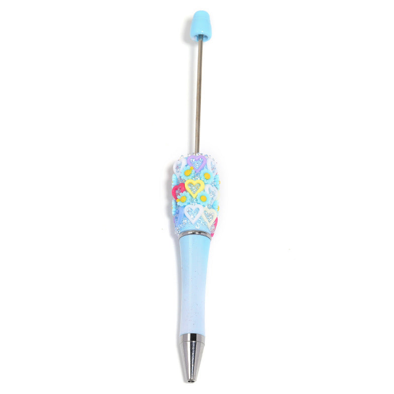 Flower-shaped heart-shaped bead pen