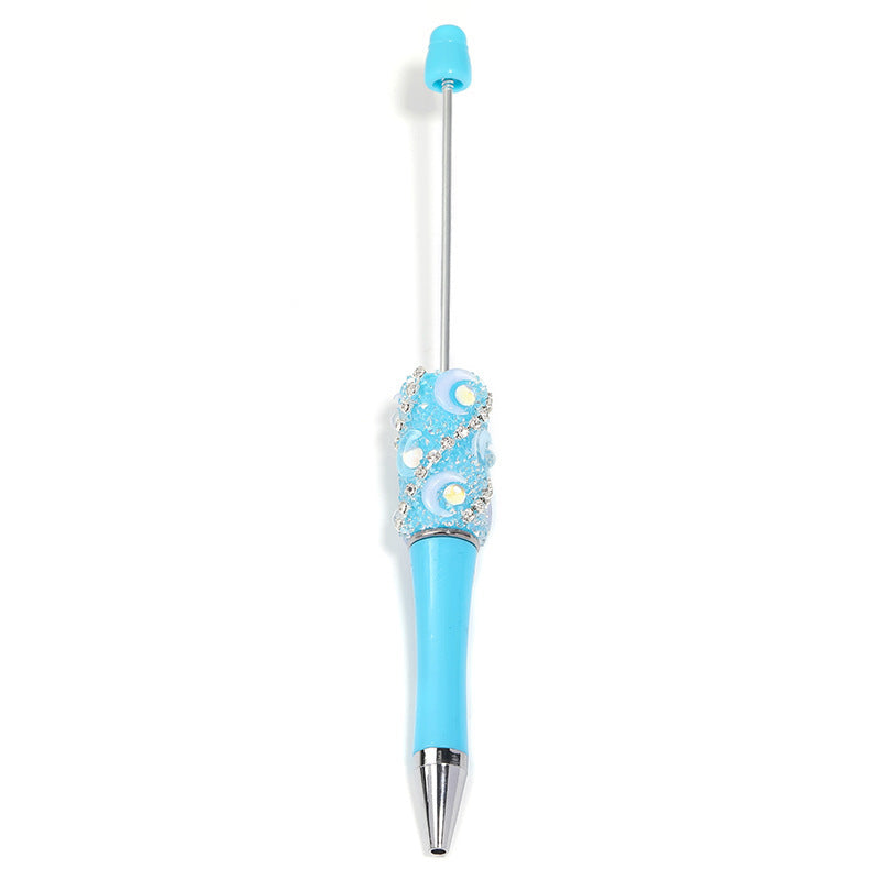 Crescent-shaped multi-colored plastic rotating ballpoint pen with refillable ink cartridge
