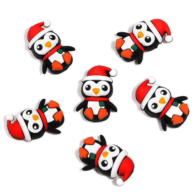 Santa Penguin Silicone Focal Bead – Christmas Craft Supply