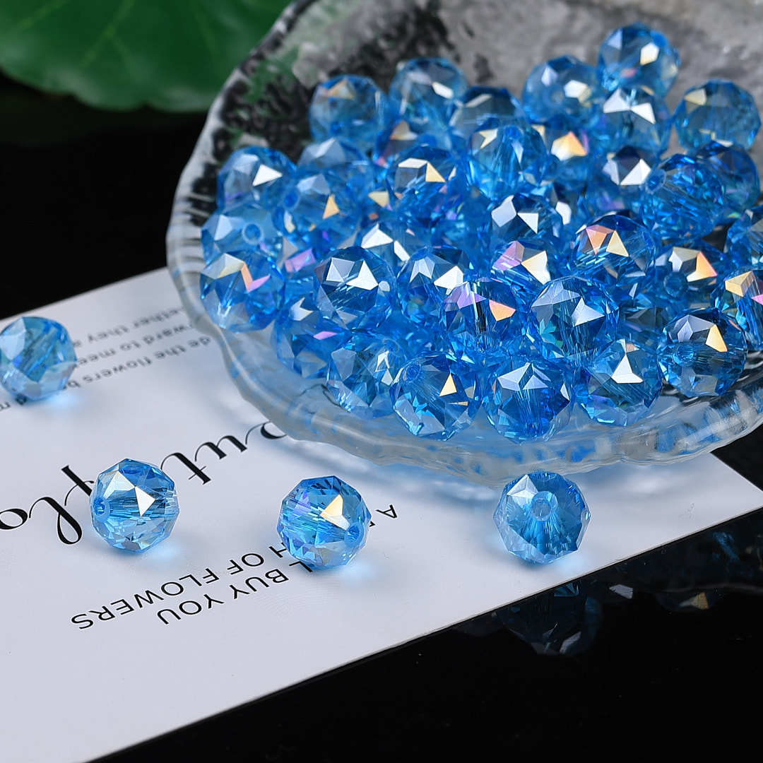 Colorful glittering faceted flower ball crystal glass beads