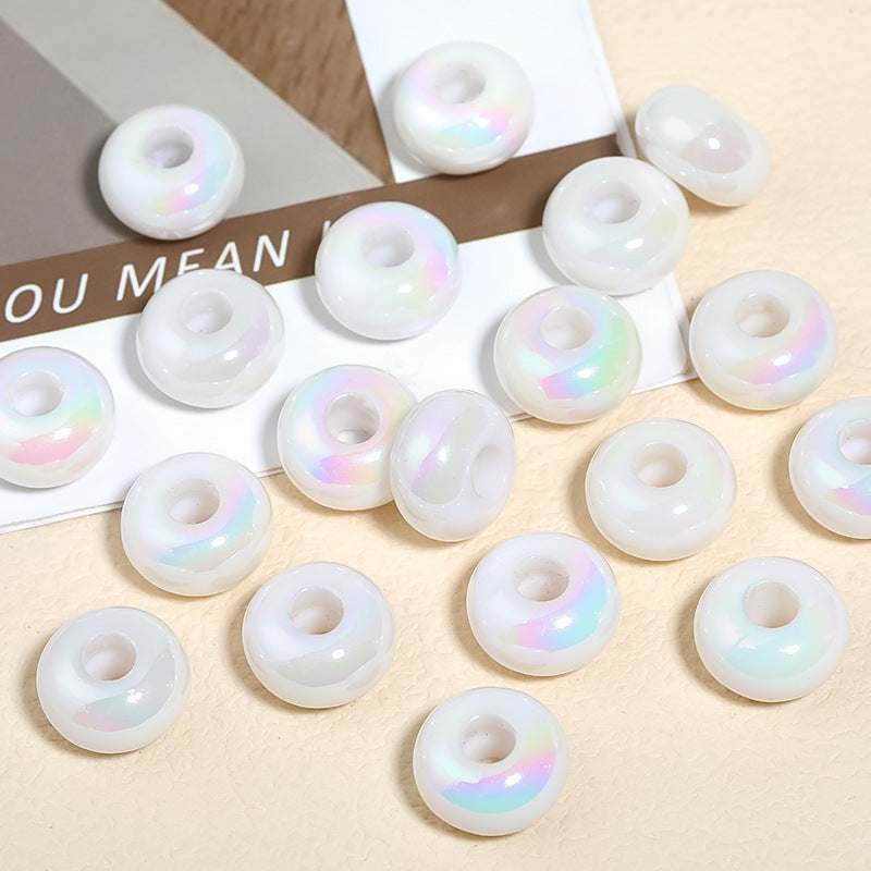 Acrylic solid color large hole bead wheel beads