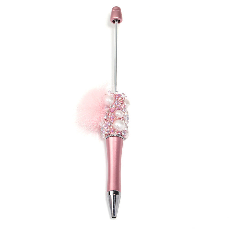 Fuzzy ball pearl beadable pen