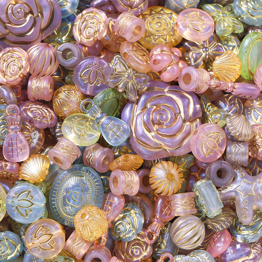 Acrylic mixed retro gold beads through hole beads-random mix color