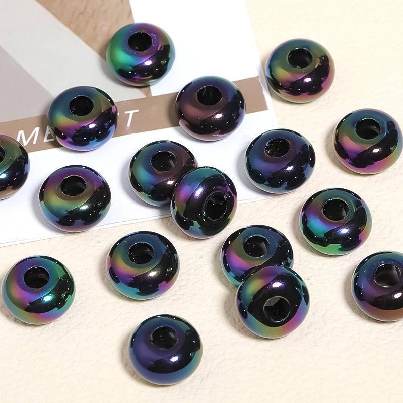 Acrylic solid color large hole bead wheel beads
