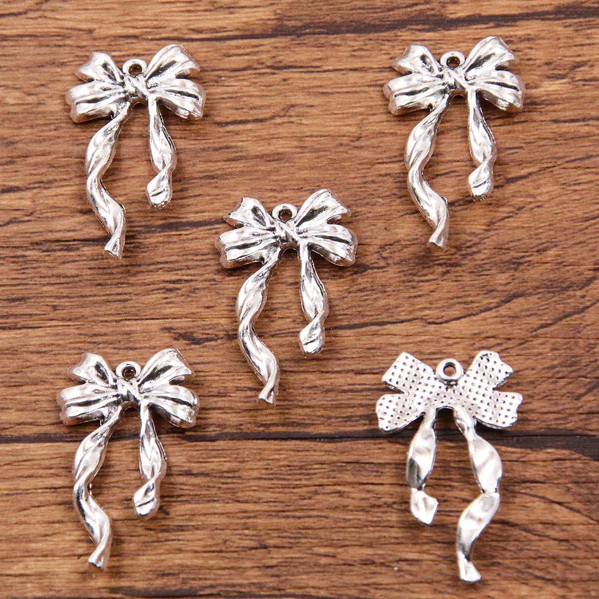 Metal Hollow Cute Bow Pendant Charms
