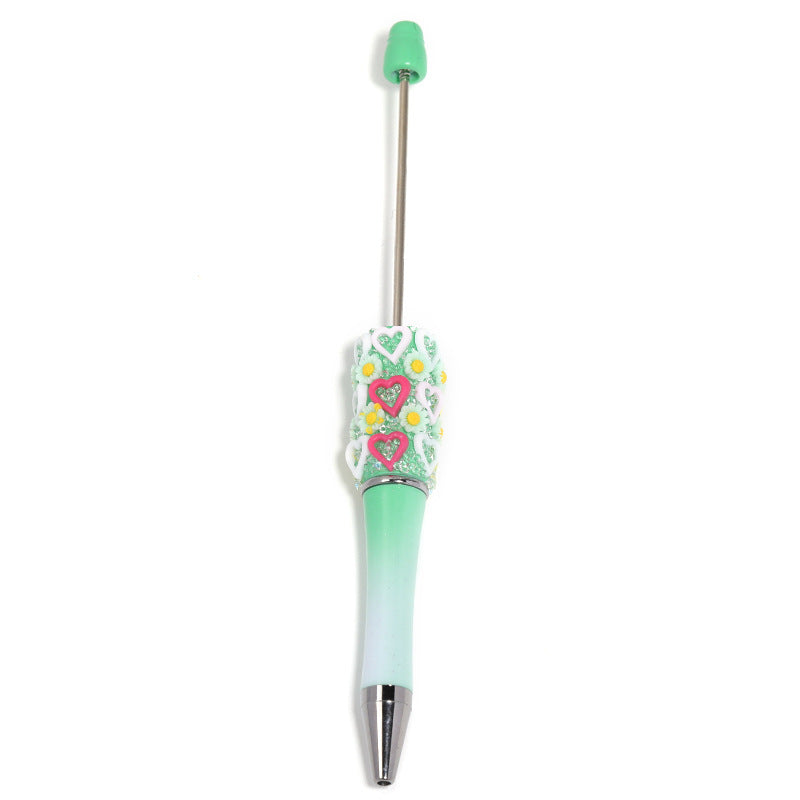 Flower-shaped heart-shaped bead pen