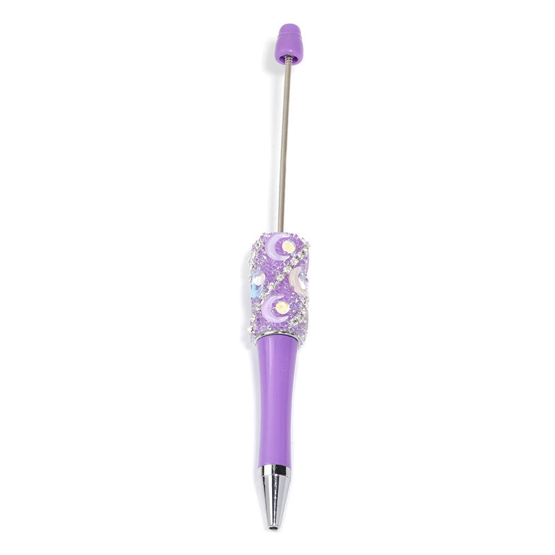 Crescent-shaped multi-colored plastic rotating ballpoint pen with refillable ink cartridge