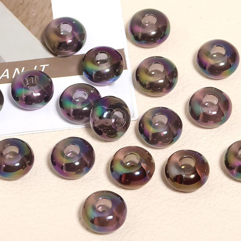 Acrylic solid color large hole bead wheel beads