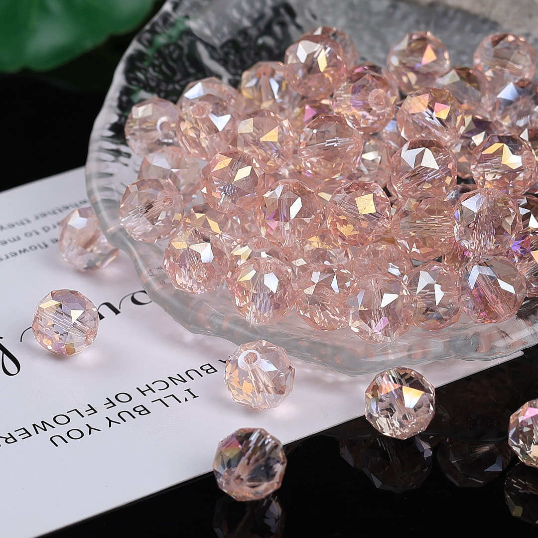 Colorful glittering faceted flower ball crystal glass beads