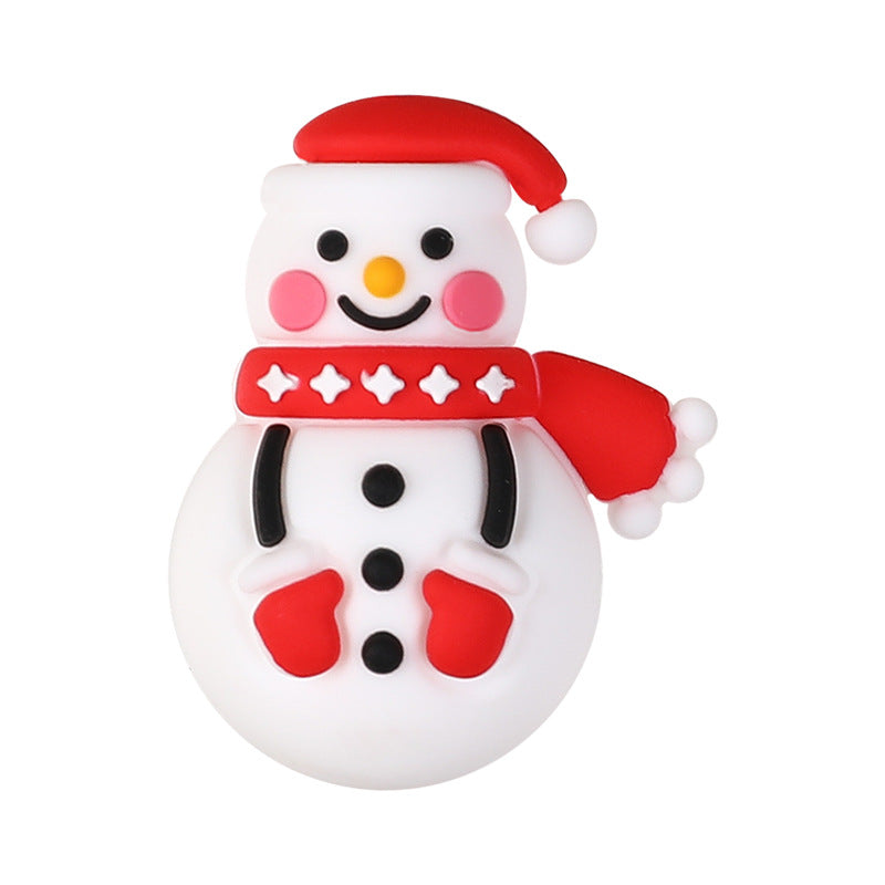 Silicone Focal Beads 3D snowman wearing Christmas hat and scarf