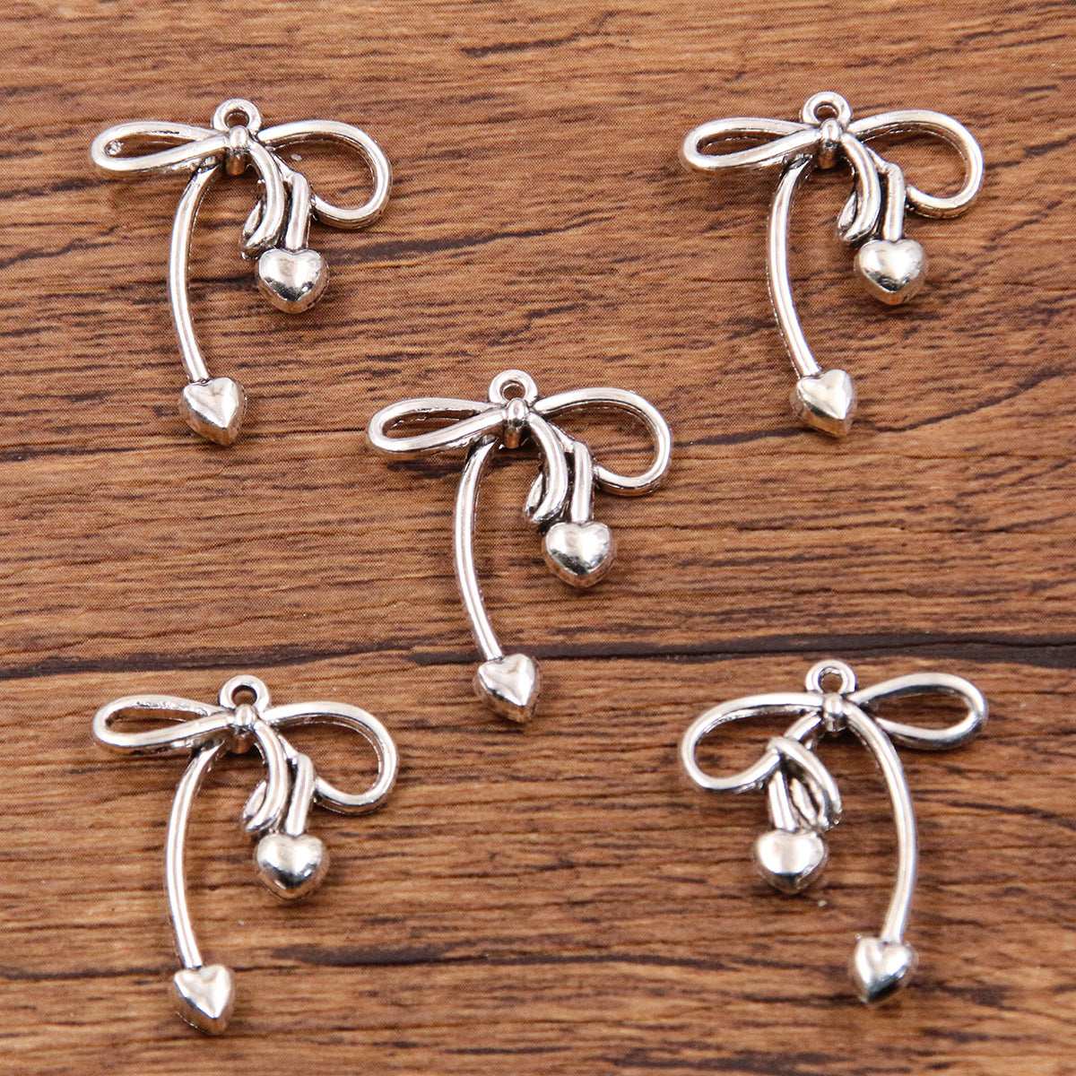 Metal Hollow Cute Bow Pendant Charms