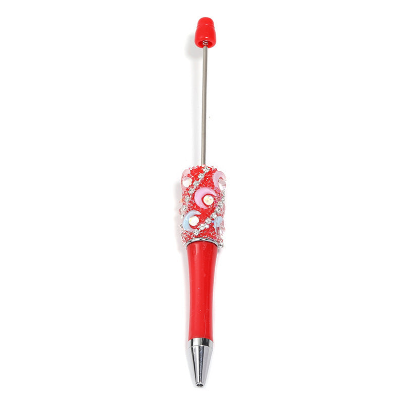 Crescent-shaped multi-colored plastic rotating ballpoint pen with refillable ink cartridge