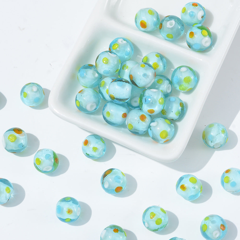 12mm colorful polka dot round glass beads