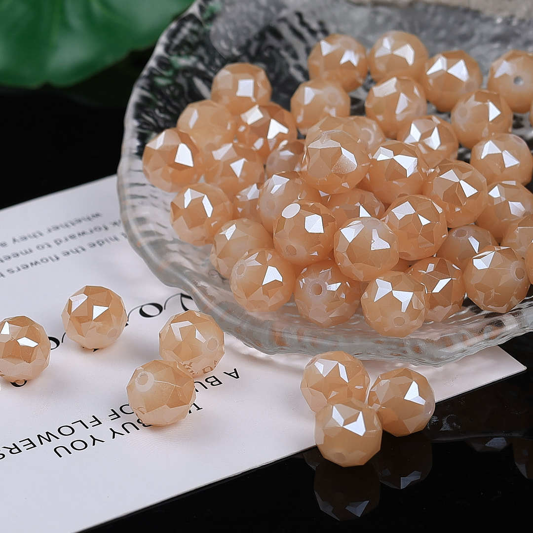 Colorful glittering faceted flower ball crystal glass beads