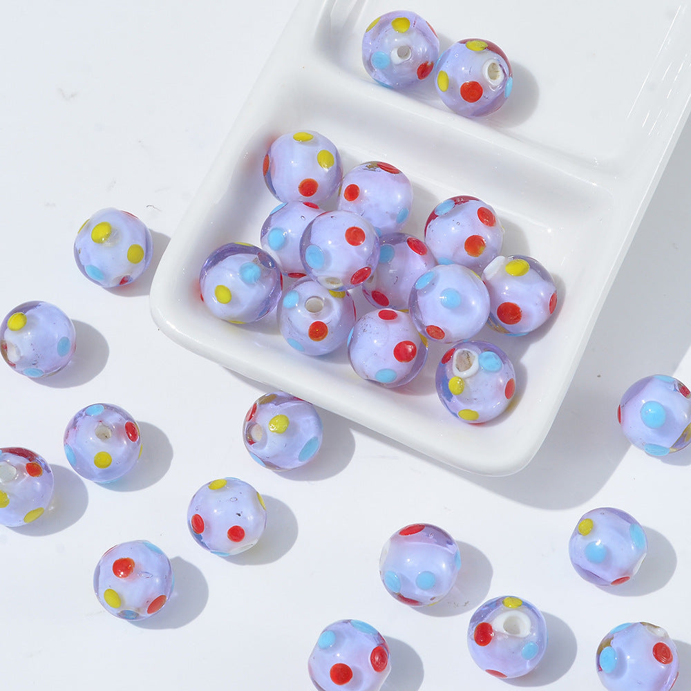 12mm colorful polka dot round glass beads
