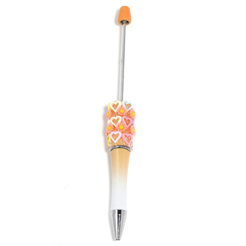 Flower-shaped heart-shaped bead pen
