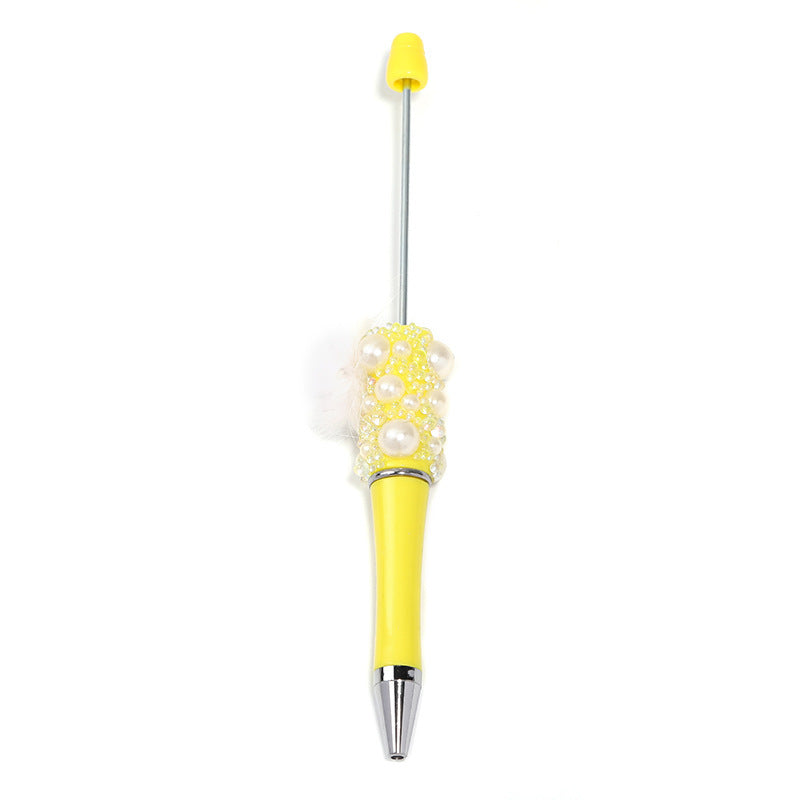 Fuzzy ball pearl beadable pen