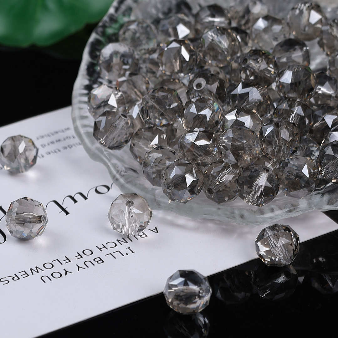 Colorful glittering faceted flower ball crystal glass beads