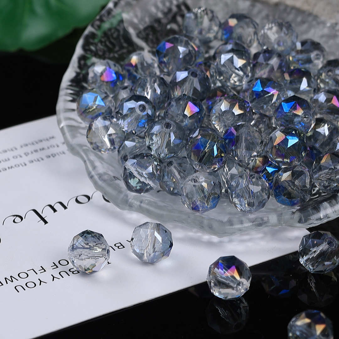 Colorful glittering faceted flower ball crystal glass beads
