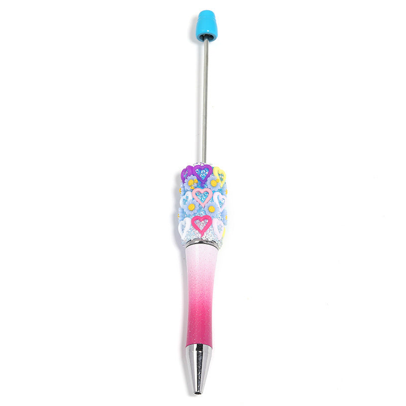 Flower-shaped heart-shaped bead pen