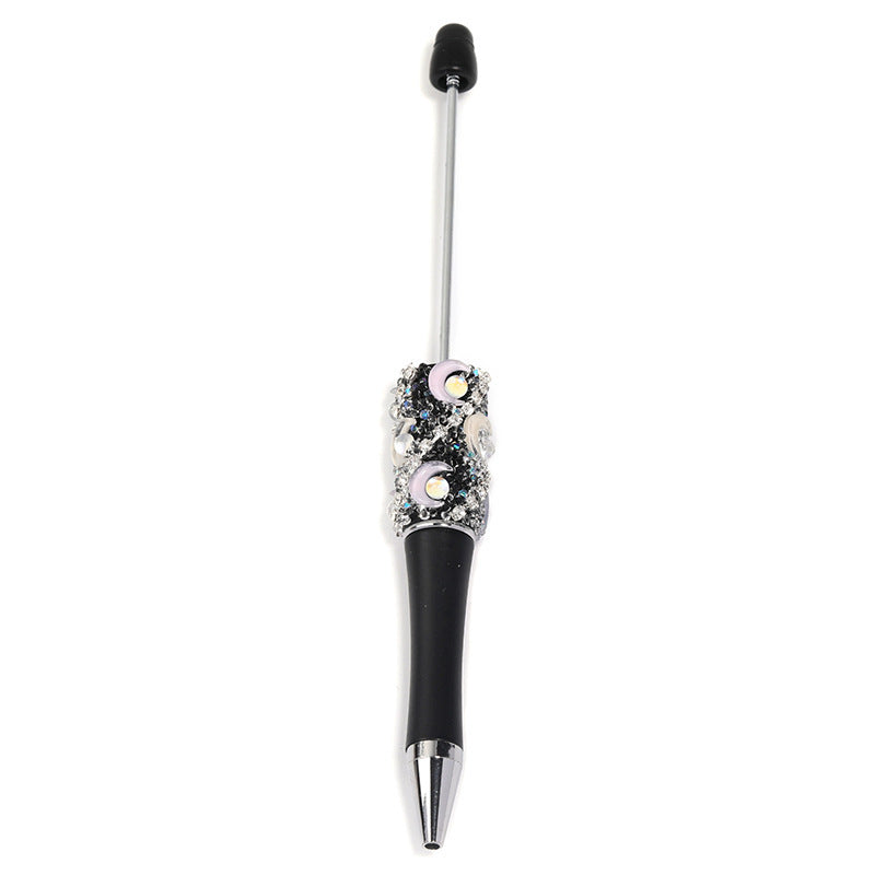 Crescent-shaped multi-colored plastic rotating ballpoint pen with refillable ink cartridge