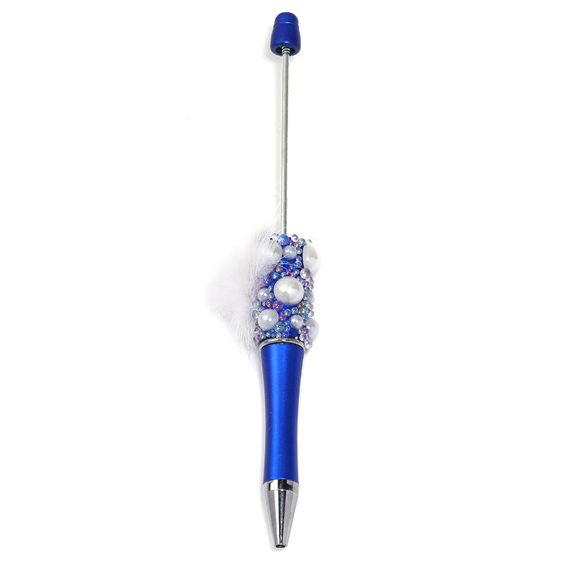 Fuzzy ball pearl beadable pen