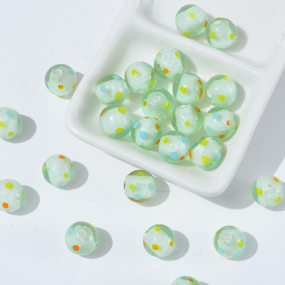 12mm colorful polka dot round glass beads