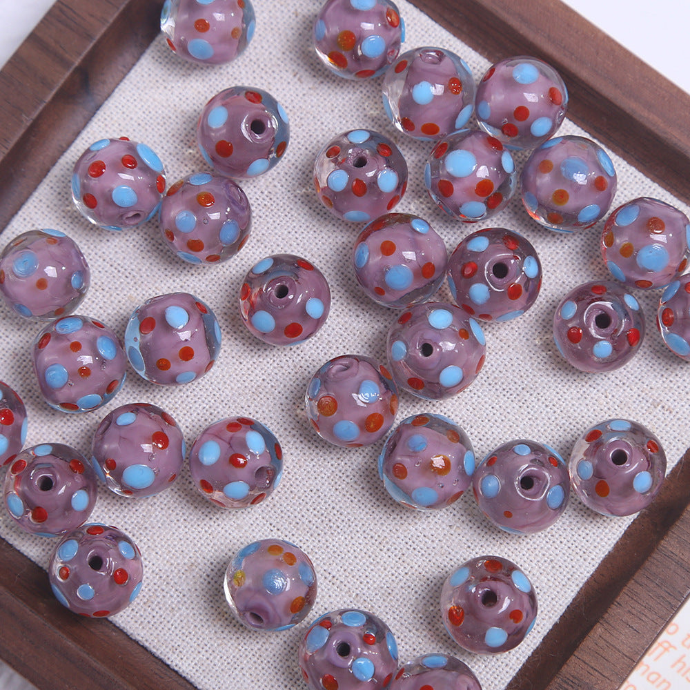 12mm colorful polka dot round glass beads