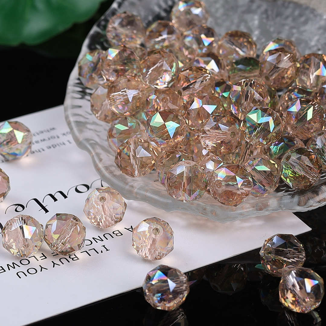 Colorful glittering faceted flower ball crystal glass beads
