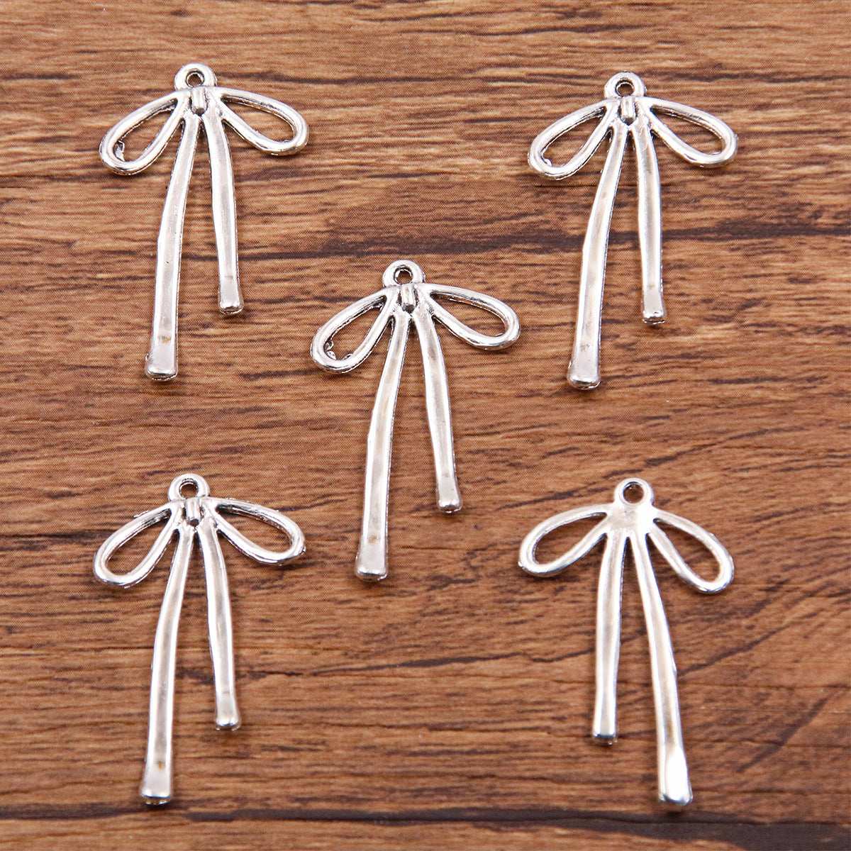 Metal Hollow Cute Bow Pendant Charms