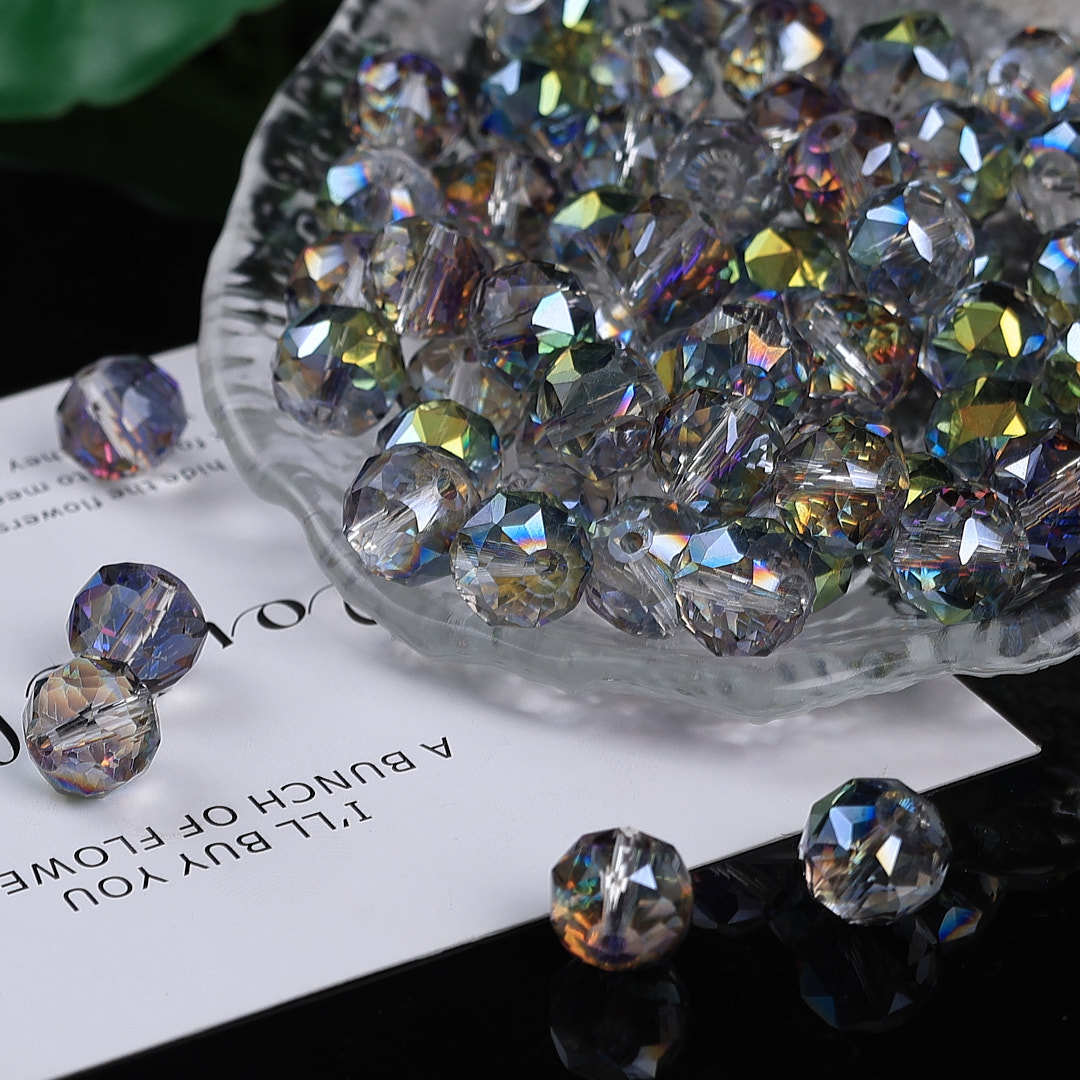 Colorful glittering faceted flower ball crystal glass beads